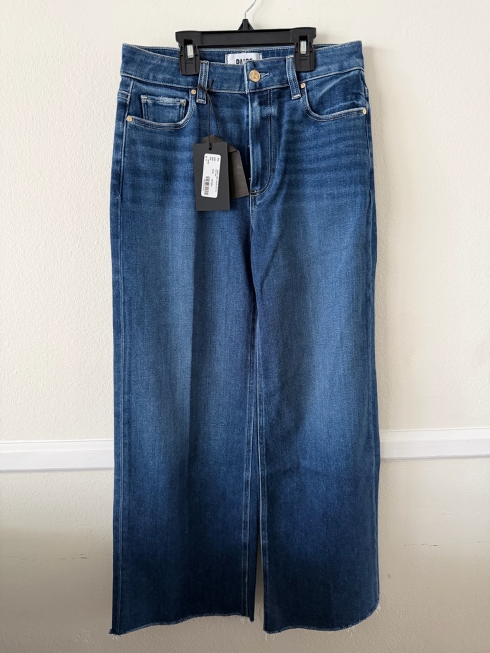 PAIGE Anessa Petite Ankle Wide Leg Raw Hem Jeans - Picture 5 of 10